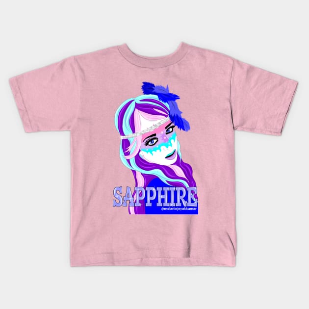 Sapphire Princess Kids T-Shirt by MelanieJeyakkumar